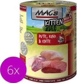 MAC’s Kittenvoer Natvoer Blik 70% Kalkoen, Rund En Eend 6 X 400g