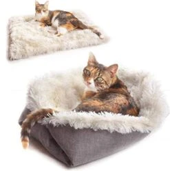 MAIYADUO – 2 In 1Kat Bed Mat 61×51 Cm Kattenbed Hondenbed Kleine Hond Slaapzak Zacht Pluche Wasbaar Huisdier Bed