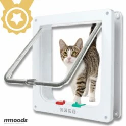 Mmoods Kattenluik – Witte Kattentunnel Maat L – Weersbestendig Dankzij Borstel – 4 Vergrendelingsstanden – Geschikt Voor Binnen En Buiten