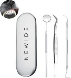 Newide Luxe Tandsteen Verwijderaar Set Met RVS Etui – Tand Verzorging Gereedschap Set – Hond – Kat – Tandarts Setje – Mondverzorging – Gebitsreiniging – Hondentandenborstels – Tandsteenverwijderaar – Tandplak Verwijderaar