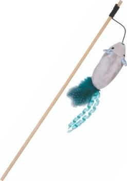 Nobby – Kat – Kattenspeeltjes – Kattenspeelgoed – Speelgoed Voor Katten – Hengel Met Pluche Muis – Blauw