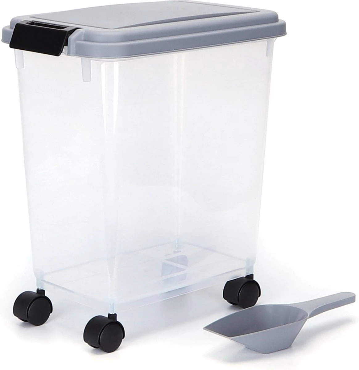 Nobleza Voercontainer – 20L – 7.2KG – Voedselcontainer Hond- Opslagcontainer – Zwenkwielen – Transparant