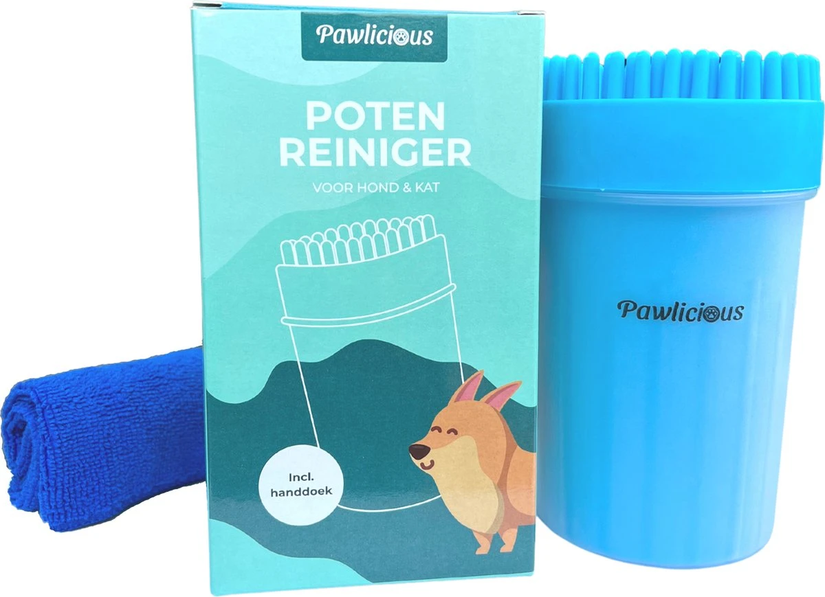 Pawlicious 2 In 1 Hondenpoten Reiniger + Handdoek – Hondenborstel – Borstel Hond / Kat – Hondenpoot Reiniger – Huisdier Poot Wassen – Borstel – Hondenverzorging – Verzorging Hond – Honden Wassen – Schoonmaak Borstel – Kattenborstel