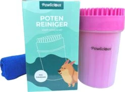Pawlicious 2 In 1 Hondenpoten Reiniger + Handdoek – Hondenborstel – Borstel Hond / Kat – Hondenpoot Reiniger – Huisdier Poot Wassen – Borstel – Hondenverzorging – Verzorging Hond – Honden Wassen – Schoonmaak Borstel – Kattenborstel – Roze