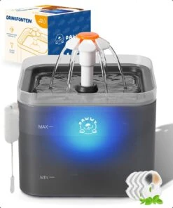 Pawwy® Drinkfontein Kat & Hond – Kattenfontein – Waterfontein Incl. 2 Filters En Schoonmaak Kit – 2 Liter – Grijs