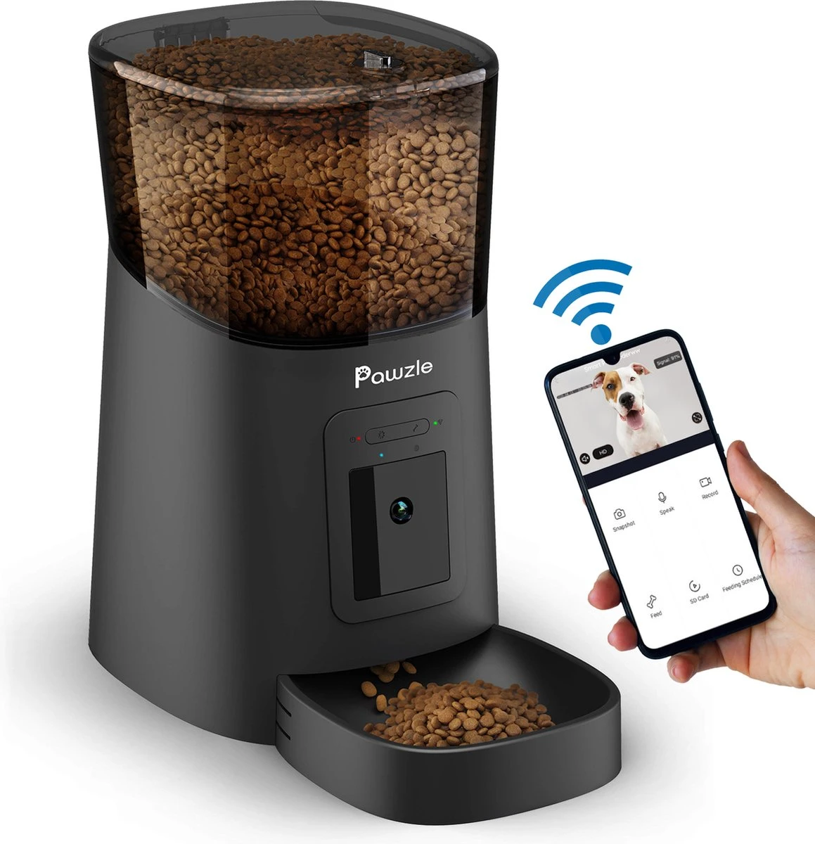 Pawzle Automatische Voerbak – Voerautomaat – Voederbak Kat & Hond – Camera, App En WiFi – Zwart