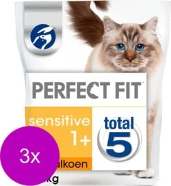 Perfect Fit Droogvoer Sensitive Kalkoen – Kattenvoer – 3 X 1.4 Kg