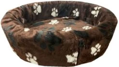 Petcomfort Bontmand Hondenmand/Kattenmand – Pootprint Bruin – 46x40x13 Cm