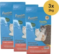 Premium – 3 Mix Favorite – Katten (1-8 Jaar) – Droogvoer – 3 X 2kg