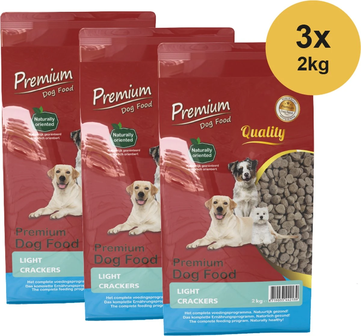 Premium Dog Food – Light Crackers – Droogvoer Dieet – 3 X 2kg