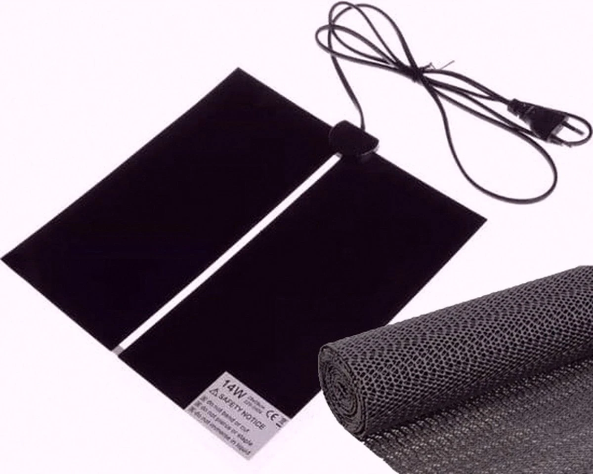 Professionele Warmtemat Voor Huisdieren Met Anti-slip Matje – 28 X 28 Cm – 14 Watt – | Terraria Verwarming | Hondenmand Verwarming | Kippenhok Verwarming | 28x28cm | Mét Thermostaat!