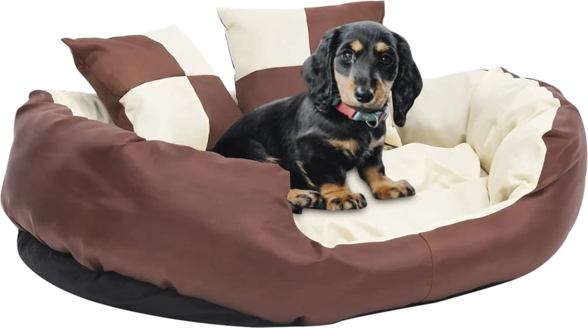 Prolenta Premium Hondenkussen Omkeerbaar En Wasbaar 85x70x20 Cm Bruin En Crème