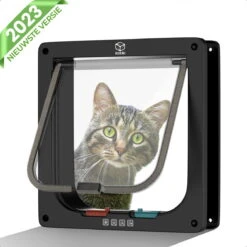 Rirri Kattenluik Met Tunnel – 4 Vergrendelingsstanden – Weersbestendig – Binnen En Buiten – Maat M – Zwart – 19 X 20 Cm