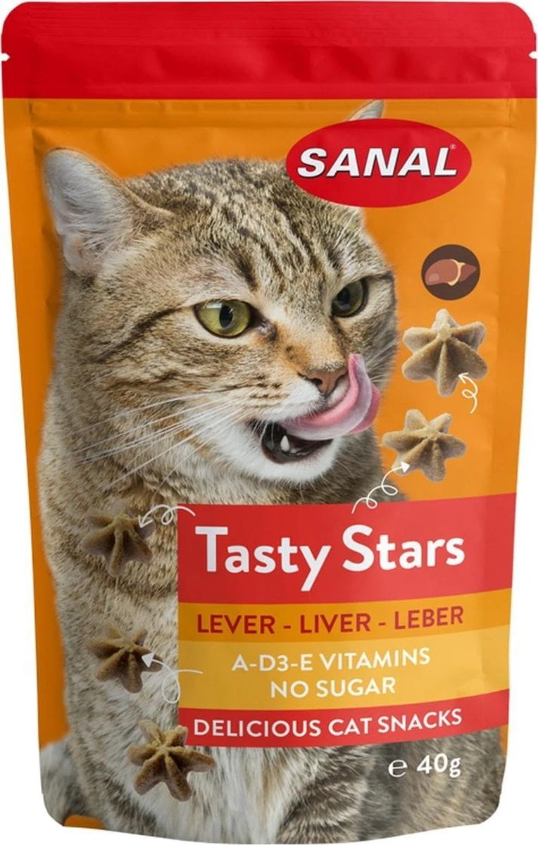 Sanal – Kattensnack – Lever – Tasty Stars – 12 X 40 Gram
