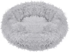 Springos Hondenmand | Superzacht En Luxe | Wasbaar | Donut | Fluffy | Hondenkussen | 90 Cm | Licht Grijs