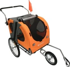 Topmast Easy Flow Hondenfietskar – Met Jogger Functie – Opvouwbaar – Oranje – Large