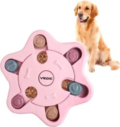 VEDIC® – Hondenpuzzel Hexa Roze – Intelligentiespeelgoed – Verschuifbare Verstopplekken – 23x23cm