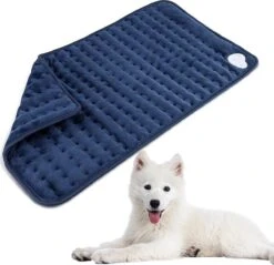 Verwarmd Kussen – Elektrisch Warmtekussen Voor Huisdieren – Verwarmd Hondenkussen Met 6 Standen – Blauw / 60×30 / 1
