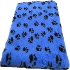 Vetbed Dierenmat Hondendeken Kobaltblauw Met Zwarte Voetprint Latex Anti Slip 100x75cm