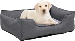 VidaLife Hondenmand Linnen-look 85,5x70x23 Cm Fleece Grijs