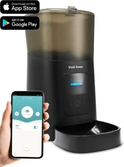 Vivid Green Automatische Voerbak Kat – Voerautomaat – Voerdispenser – Voederbak – SMART App – 6L – Zwart