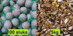 Vogelvoer Bundel – 100 Mezenbollen En 5kg Strooivoer – Buitenvogelvoer