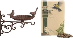 Wand Vogelbad/voederschaal Gietijzer 28 Cm Met 2.5 Kilo Vogelvoer