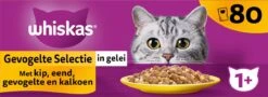 Whiskas 1+ Natvoer – Gevogelte – Selectie In Gelei – Maaltijdzakjes 80 X 85 G