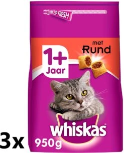 Whiskas – Katten Droogvoer – Adult – Rund – 3x950g