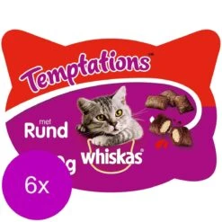 Whiskas Temptations 60 G – Kattensnack – 6 X Rund&Vlees