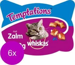 Whiskas Temptations 60 G – Kattensnack – 6 X Zalm