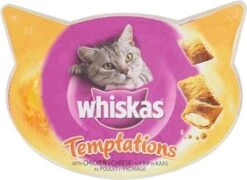 Whiskas Temptations Kattensnacks – Kip En Kaas – 8 X 60 Gram