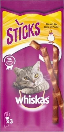 Whiskas Snack Sticks Rijk Aan Kip – 18 Gr – 28 Stuks