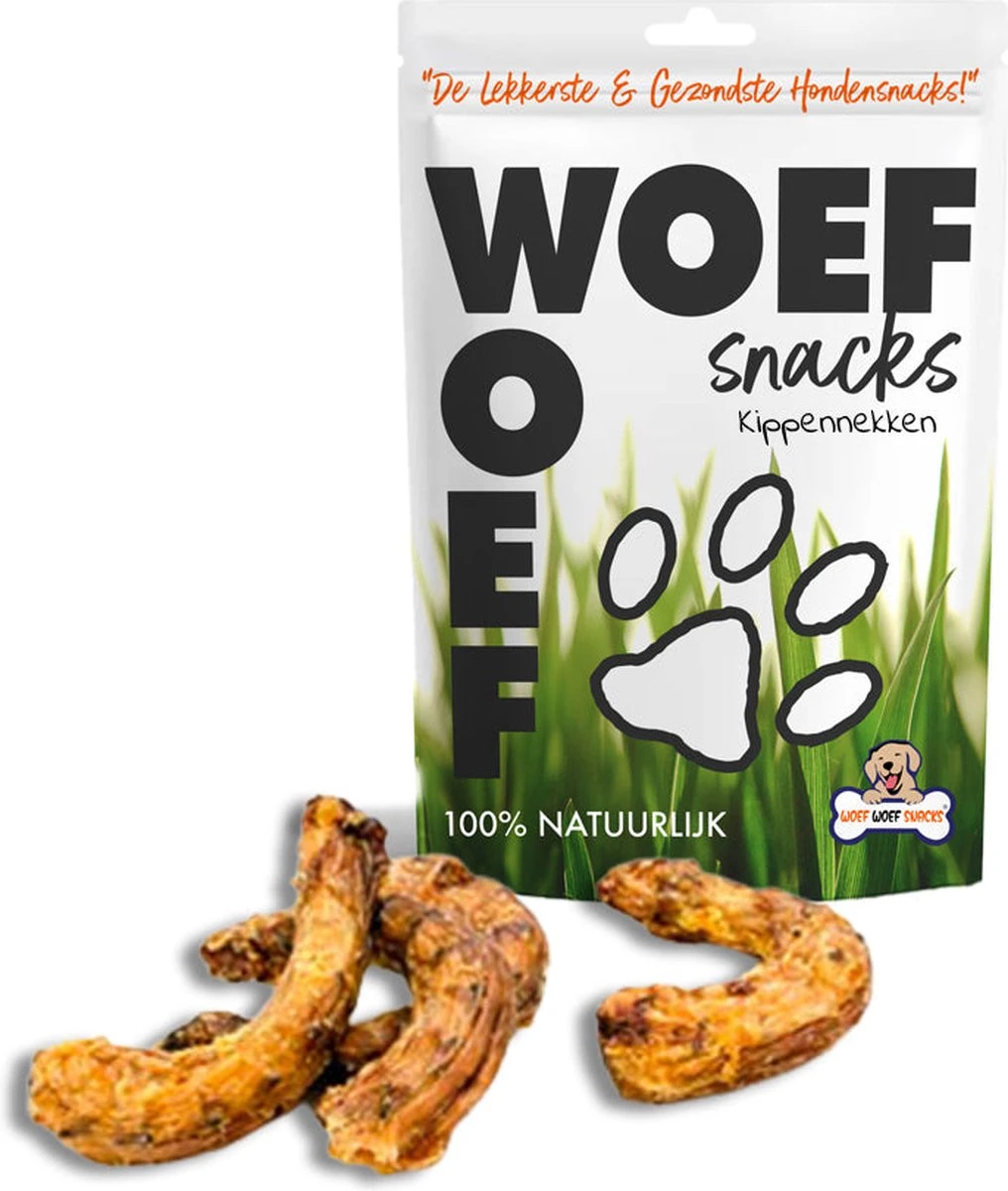 Woef Woef Snacks Hondensnacks Kippennekken Verwensnacks Hondensnoepjes – Gedroogd Vlees – Kip – Alle Honden En Alle Leeftijden Vanaf 3 Maanden – Geen Toevoegingen – 1.00 Kg – Elke Levensfase