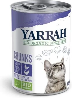 Yarrah – Natvoer Kat Blik Chunks Met Kip & Kalkoen Bio – 12 X 405 G