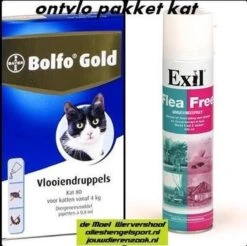 Anti Vlooien Pakket Voor De Kat 4 Kg Tot 8kg – Omgevingsspray + 2 Pipetten Bolfo Gold Kat 80