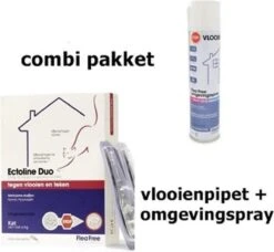 Combi Pakket Flea Free Ectoline Duo Kat – Tegen Vlooien En Teken – 2 Pipetten + Flea Free Omgevingspray
