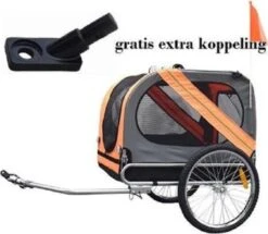 Hondenfietskar + Extra Koppelstuk Grijs/oranje Tot Max: 40