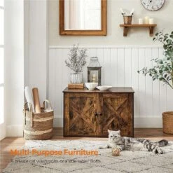 Kattenbak – Kattenhuis – Met Deuren – Vintage Bruin-zwart