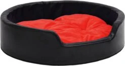 VidaXL Hondenmand 69x59x19 Cm Pluche En Kunstleer Zwart En Rood